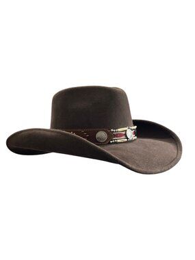 Bullhide Get Along Wool Felt Cowboy Hat Womens Size M Western Beaded Band